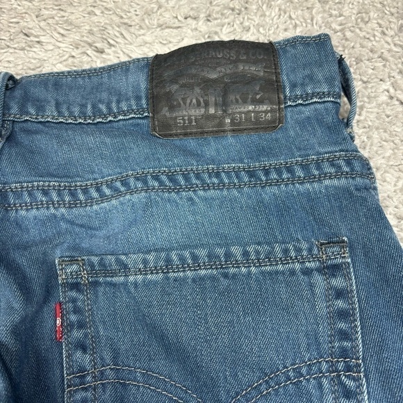 Levi's Jeans Mens 31 x 34 Slim Fit Straight Dark Wash Classic Denim Night Out - Picture 3 of 4